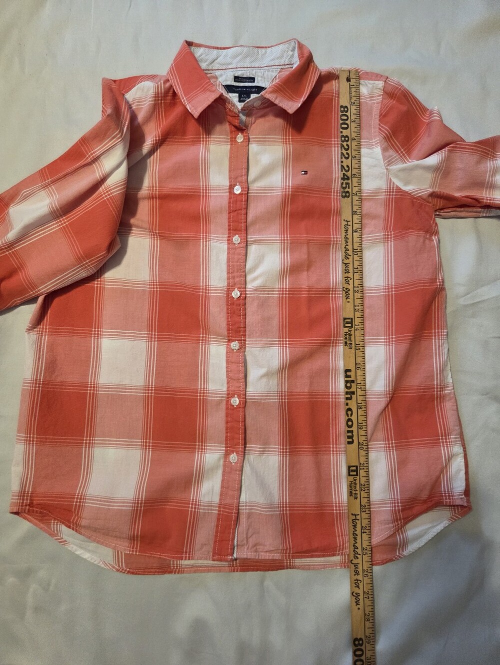 Tommy Hilfiger Plaid Relaxed Fit Shirt Large Corral - Picture 10 of 10